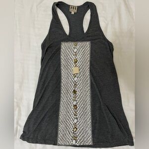 Haute Hippie tank with embellished beaded front panel, vintage and rare!